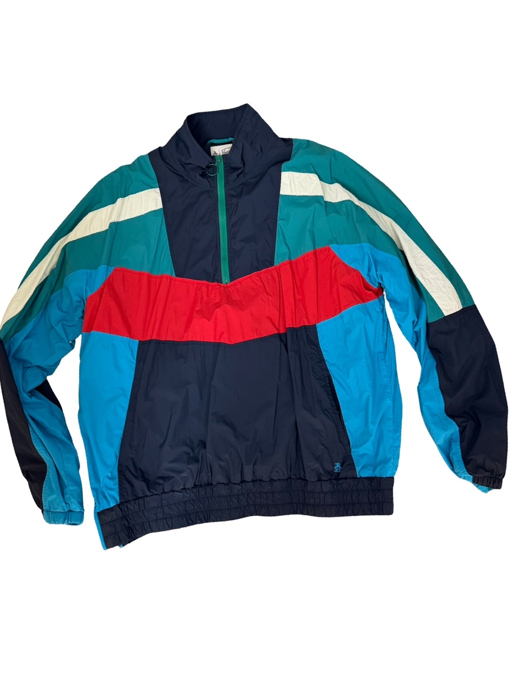 Original Penguin Navy, Teal & Red Colorblock Windbreaker